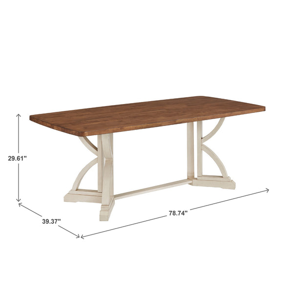 Lea 78 Inch Solid Rubberwood Rectangular Dining Table Seats Eight for Family Meals