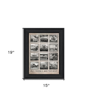 Homeroots Old Friends Cars Are The Best Black Framed Print Wall Art - Rustic Motorcycle Decor For Your Home  Wood 530005