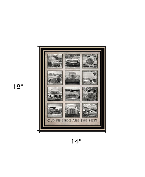 Homeroots Old Friends Cars Are The Best Decorative Wall Art Print For Rustic And Modern Home Decor Spaces Black And Gold Wood 530006