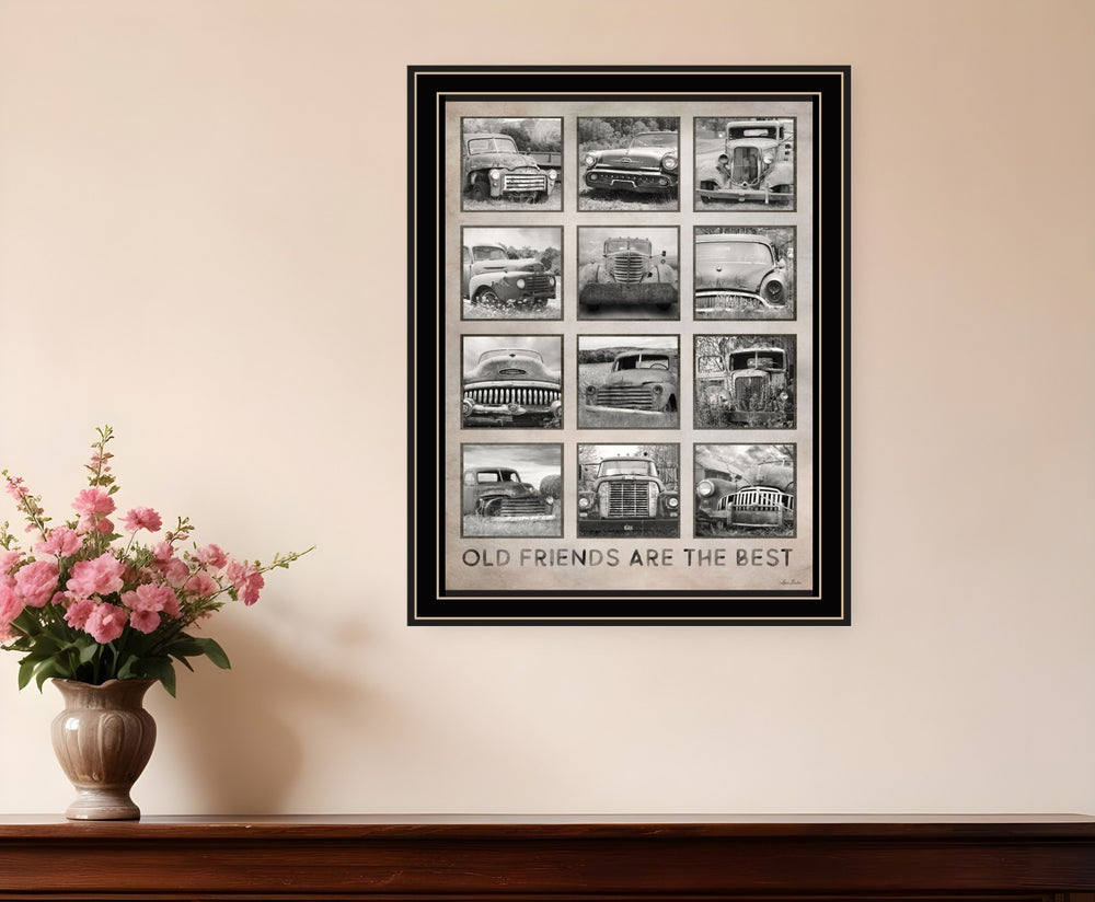 Homeroots Old Friends Cars Are The Best Decorative Wall Art Print For Rustic And Modern Home Decor Spaces Black And Gold Wood 530006