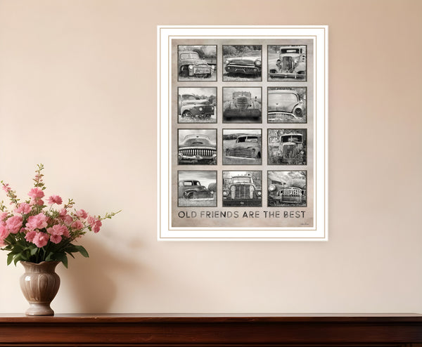 Homeroots Old Friends Cars Are The Best Decorative Wall Art Print For Rustic And Modern Home Decor Spaces White Wood 530007