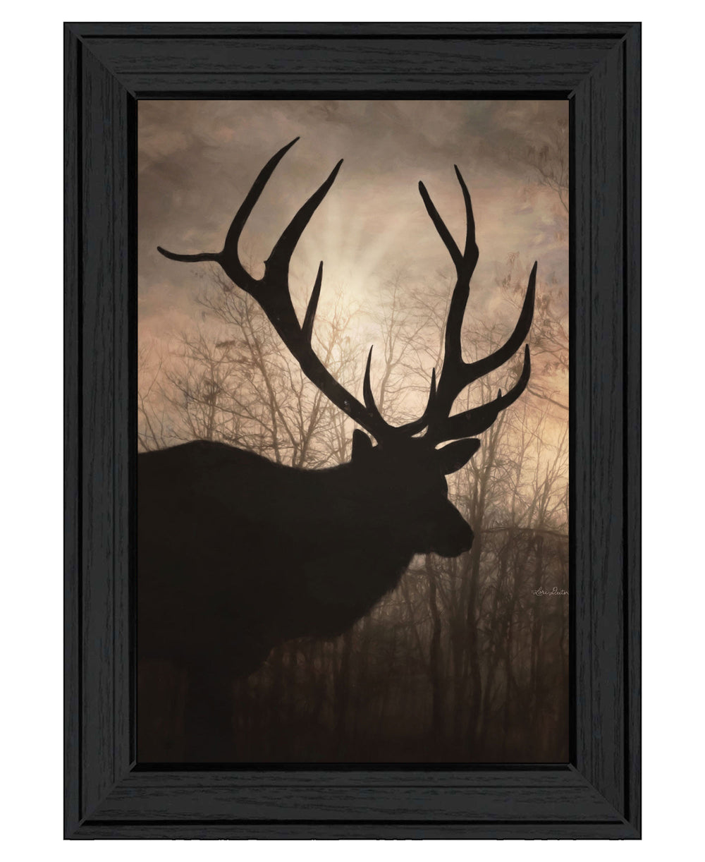 Homeroots Elk Sunrise Black Framed Print Wall Art  Wood 530012