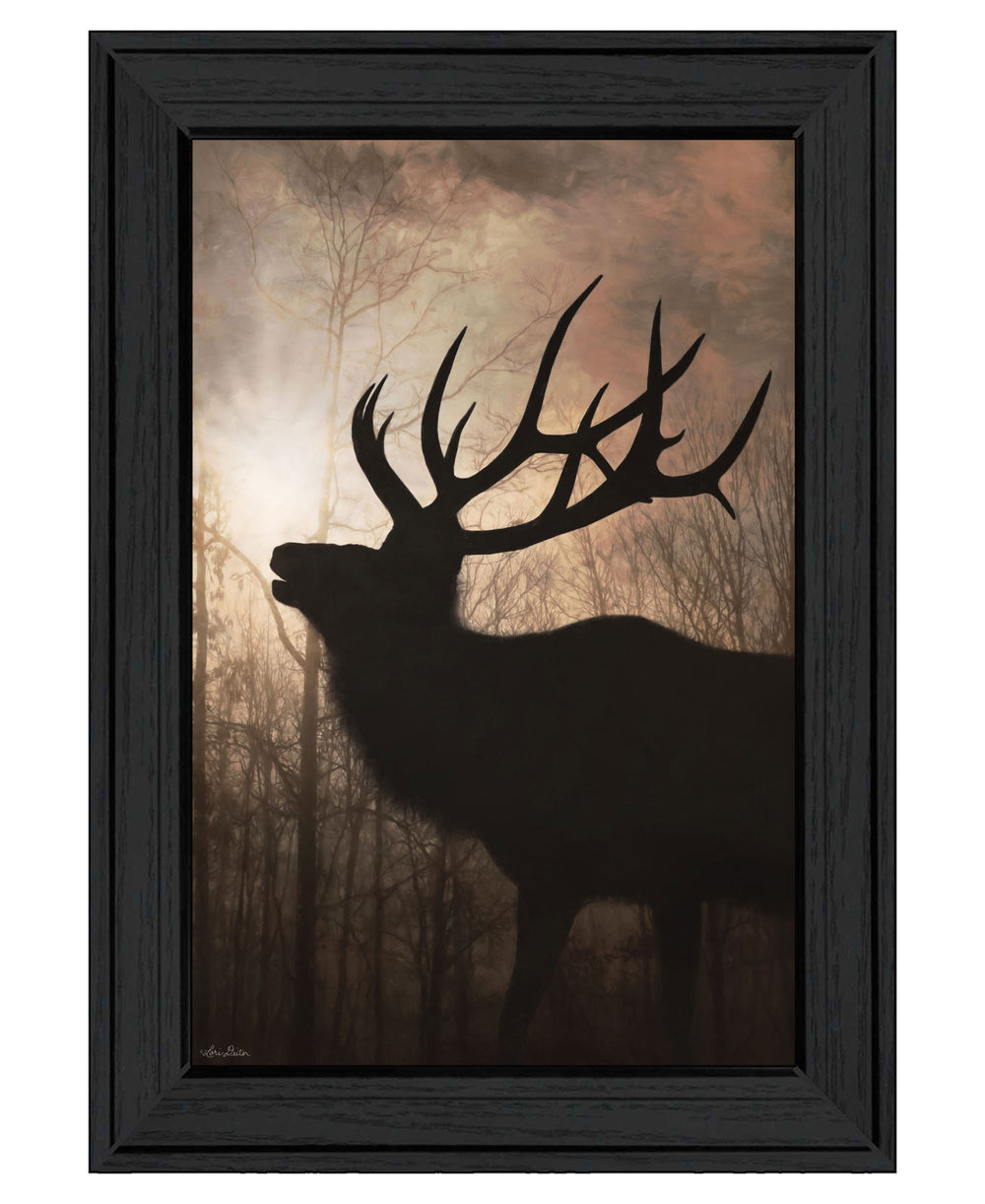 Homeroots Elk Sunrise Black Framed Print Wall Art  Wood 530016