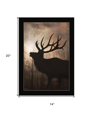 Homeroots Elk Sunrise Black Framed Print Wall Art Black Wood 530017