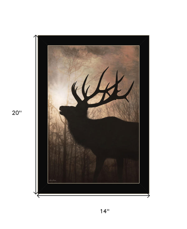 Homeroots Elk Sunrise Black Framed Print Wall Art Black Wood 530017
