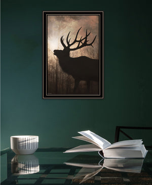 Homeroots Elk Sunrise Black Framed Print Wall Art Black And Gold Wood 530018