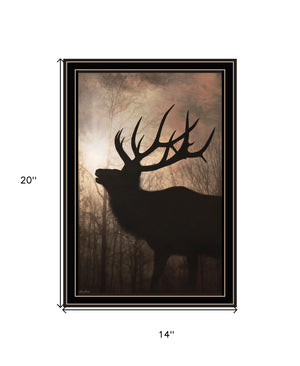Homeroots Elk Sunrise Black Framed Print Wall Art Black And Gold Wood 530018