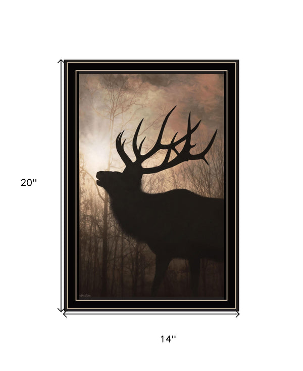 Homeroots Elk Sunrise Black Framed Print Wall Art Black And Gold Wood 530018