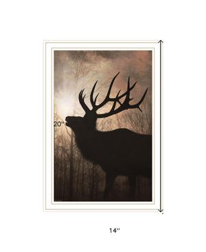 Homeroots Elk Sunrise White Framed Print Wall Art White Wood 530019