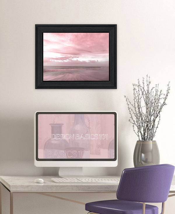 Homeroots Pink Beach Emotions Black Framed Print Wall Art – Rustic Decor For Modern Farmhouse Vibes, 15"X19"  Wood 530024