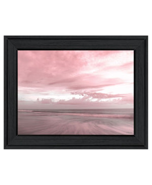Homeroots Pink Beach Emotions Black Framed Print Wall Art – Rustic Decor For Modern Farmhouse Vibes, 15"X19"  Wood 530024