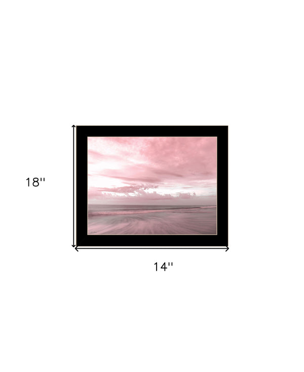 Homeroots Pink Beach Emotions Art Print - Unique Framed Decor For Trendy Rustic Modern Farmhouse Walls Black Wood 530025