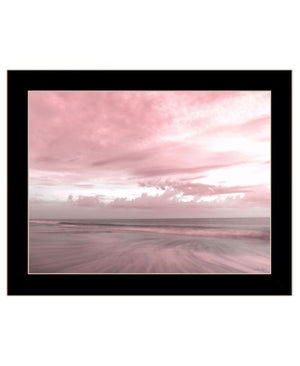 Homeroots Pink Beach Emotions Art Print - Unique Framed Decor For Trendy Rustic Modern Farmhouse Walls Black Wood 530025