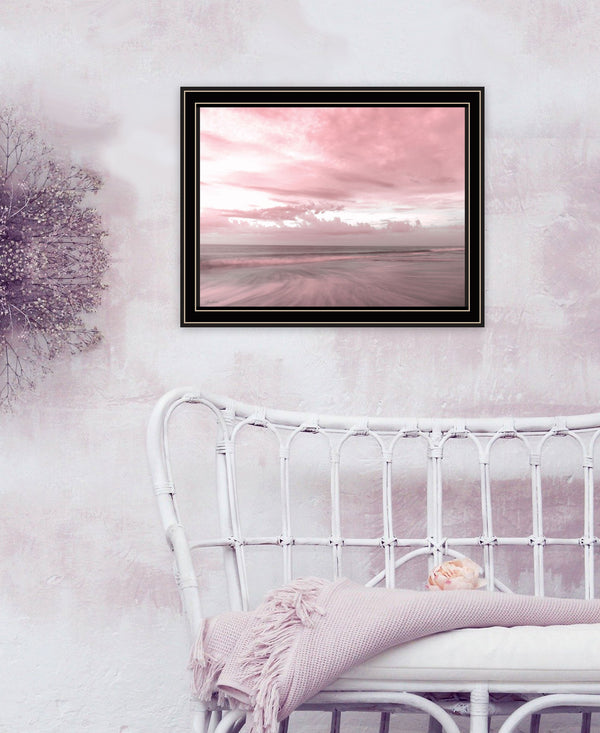 Homeroots Pink Beach Emotions Art Print - Unique Framed Decor For Trendy Rustic Modern Farmhouse Walls Black And Gold Wood 530026