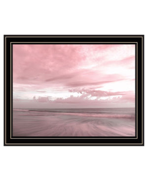 Homeroots Pink Beach Emotions Art Print - Unique Framed Decor For Trendy Rustic Modern Farmhouse Walls Black And Gold Wood 530026