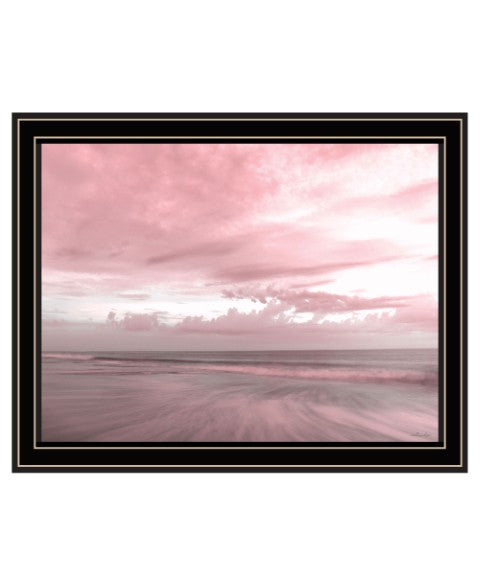 Homeroots Pink Beach Emotions Art Print - Unique Framed Decor For Trendy Rustic Modern Farmhouse Walls Black And Gold Wood 530026