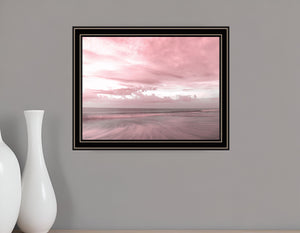 Homeroots Pink Beach Emotions Art Print - Unique Framed Decor For Trendy Rustic Modern Farmhouse Walls Black And Gold Wood 530026
