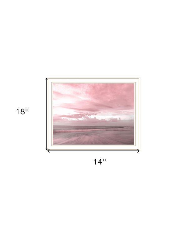 Homeroots Pink Beach Emotions Art Print - Unique Framed Decor For Trendy Rustic Modern Farmhouse Walls White Wood 530027