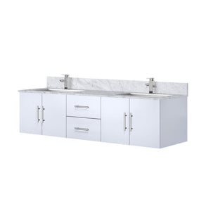 English Elm Glossy 72" Double Bath Vanity with Carrara Marble Top, Soft-Close Storage, Chrome Faucet Included B2731P258710