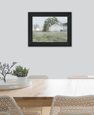 Homeroots Green Country Morning Black Framed Print Wall Art - Rustic Farmhouse Decor For Modern Spaces  Wood 530028