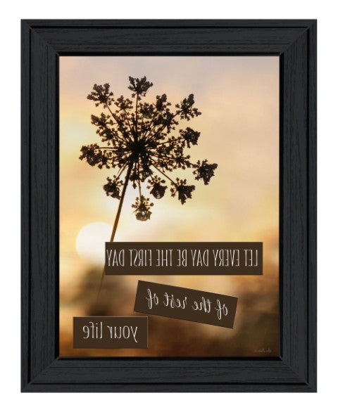 Homeroots The First Day Black Framed Print Wall Art - Stylish Rustic Decor For Modern Farmhouse Spaces  Wood 530044