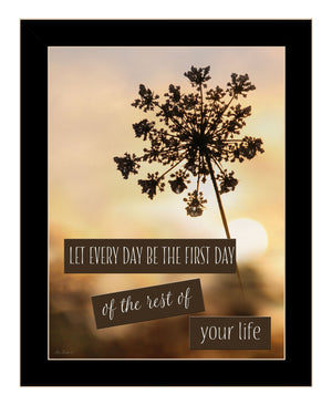 Homeroots The First Day Framed Print Wall Art - Rustic Charm For Modern Farmhouse Decor And Stylish Rooms Black Wood 530045