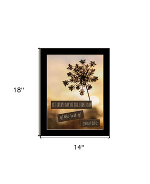 Homeroots The First Day Framed Print Wall Art - Rustic Charm For Modern Farmhouse Decor And Stylish Rooms Black Wood 530045