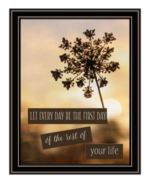 Homeroots The First Day Framed Print Wall Art - Rustic Charm For Modern Farmhouse Decor And Stylish Rooms Black And Gold Wood 530046