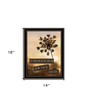 Homeroots The First Day Framed Print Wall Art - Rustic Charm For Modern Farmhouse Decor And Stylish Rooms Black And Gold Wood 530046