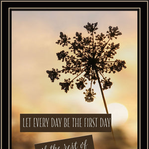 Homeroots The First Day Framed Print Wall Art - Rustic Charm For Modern Farmhouse Decor And Stylish Rooms Black And Gold Wood 530046