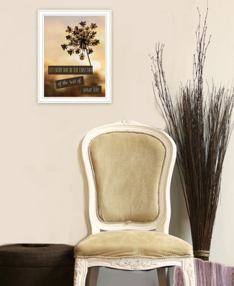 Homeroots The First Day Framed Print Wall Art - Rustic Charm For Modern Farmhouse Decor And Stylish Rooms White Wood 530047