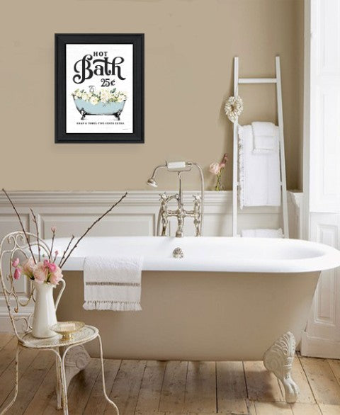 Homeroots Hot Bath Black Framed Print - Modern Farmhouse Wall Art For Trendy Bathroom Decor, 19x15 Inches  Wood 530060