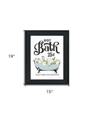 Homeroots Hot Bath Black Framed Print - Modern Farmhouse Wall Art For Trendy Bathroom Decor, 19x15 Inches  Wood 530060