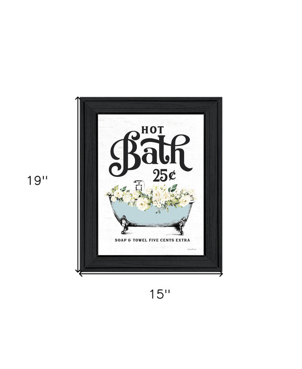 Homeroots Hot Bath Black Framed Print - Modern Farmhouse Wall Art For Trendy Bathroom Decor, 19x15 Inches  Wood 530060