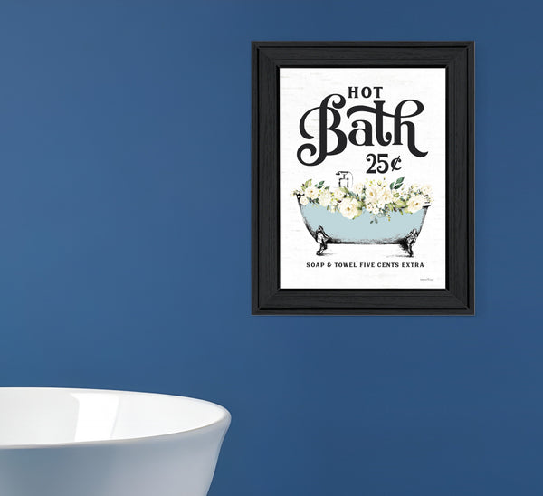 Homeroots Hot Bath Black Framed Print - Modern Farmhouse Wall Art For Trendy Bathroom Decor, 19x15 Inches  Wood 530060