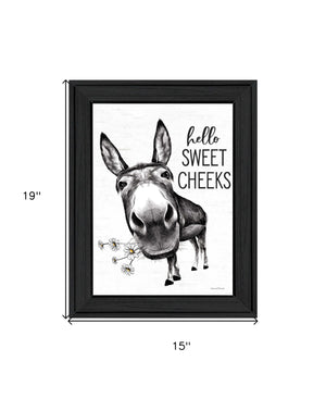 Homeroots Hello Sweet Cheeks Donkey Black Framed Print - Trendy Rustic Bathroom Wall Art For Stylish Decor  Wood 530068