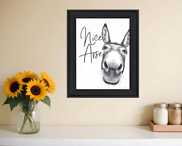 Homeroots Nice Donkey Black Framed Print - Chic Bathroom Wall Art To Elevate Your Rustic Home Decor Style  Wood 530072