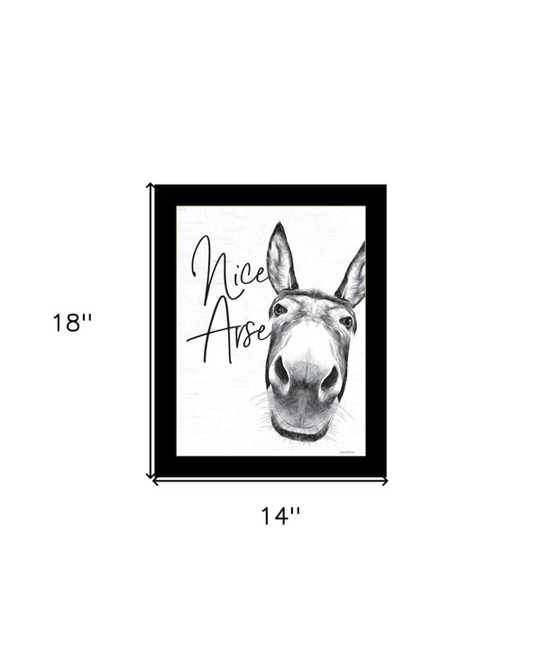 Homeroots Nice Arse Framed Print Bathroom Wall Art - Trendy Rustic Decor To Elevate Your Space Stylishly Black Wood 530073