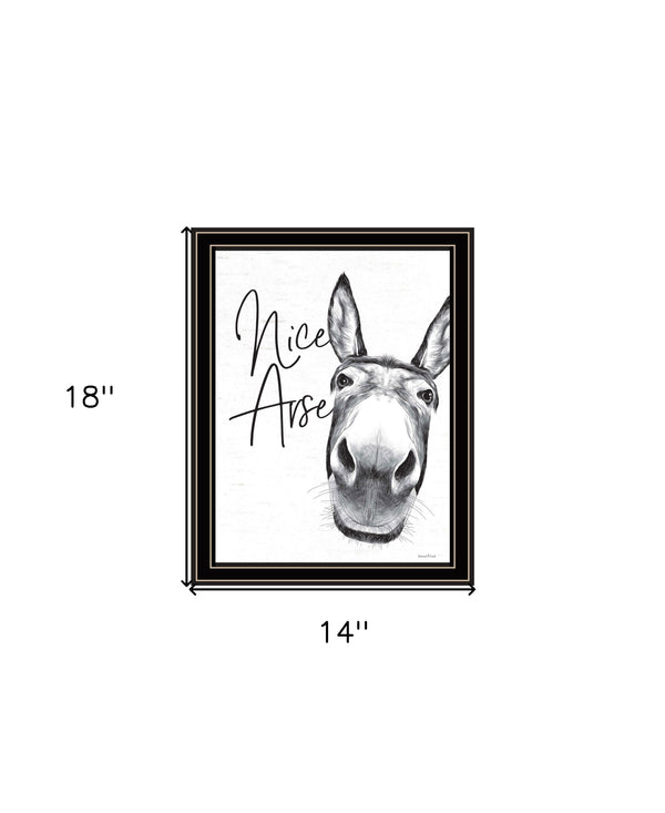 Homeroots Nice Arse Framed Print Bathroom Wall Art - Trendy Rustic Decor To Elevate Your Space Stylishly Black And Gold Wood 530074