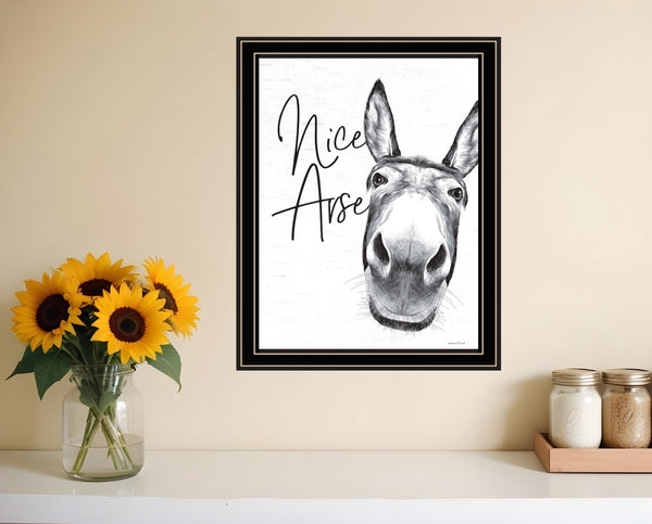 Homeroots Nice Arse Framed Print Bathroom Wall Art - Trendy Rustic Decor To Elevate Your Space Stylishly Black And Gold Wood 530074