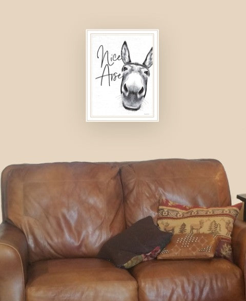 Homeroots Nice Arse Framed Print Bathroom Wall Art - Trendy Rustic Decor To Elevate Your Space Stylishly White Wood 530075