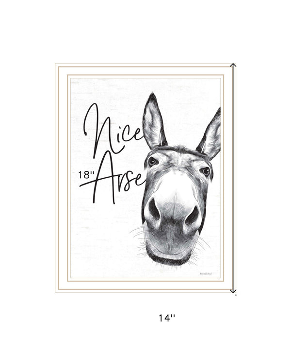 Homeroots Nice Arse Framed Print Bathroom Wall Art - Trendy Rustic Decor To Elevate Your Space Stylishly White Wood 530075