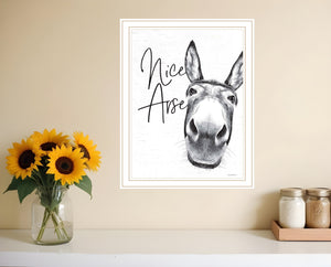 Homeroots Nice Arse Framed Print Bathroom Wall Art - Trendy Rustic Decor To Elevate Your Space Stylishly White Wood 530075