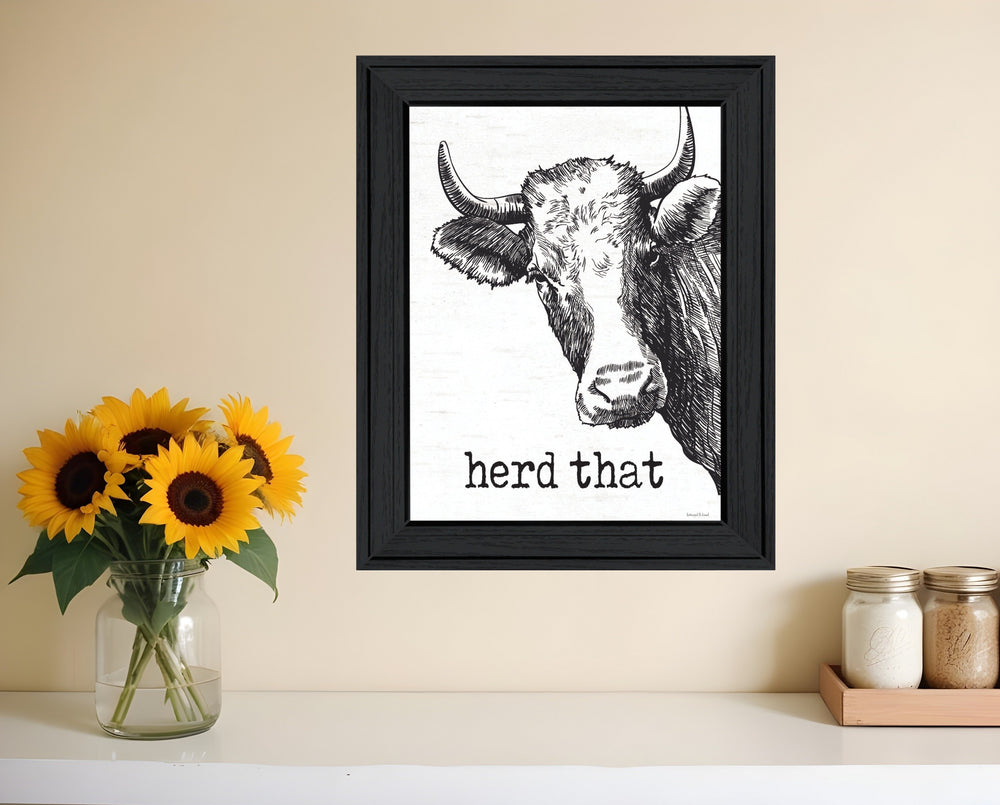 Homeroots Herd Black Framed Print Bathroom Wall Art – Stylish Rustic Decor To Enhance Your Space Elegantly  Wood 530076