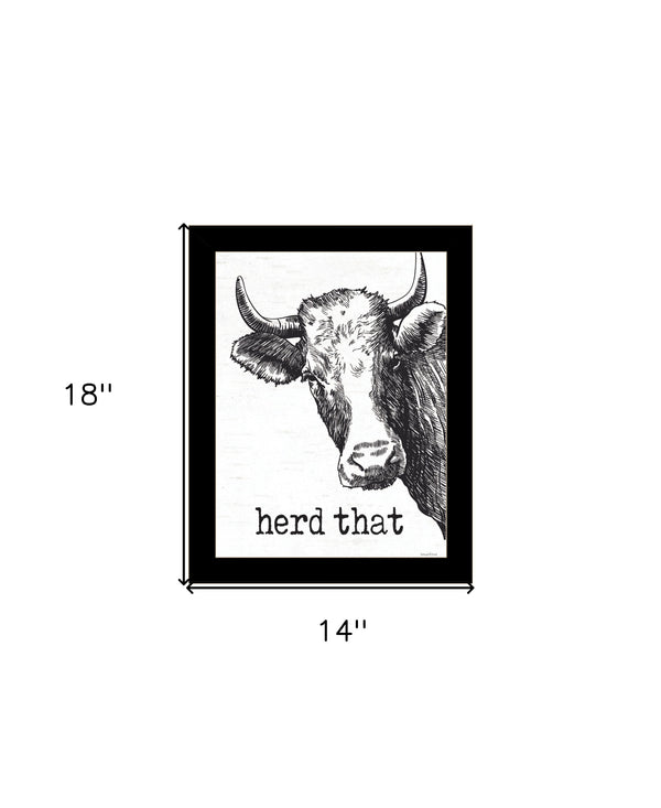 Homeroots Herd Framed Print Wall Art – Rustic Decorative Accent For Modern Farmhouse Bathroom Décor Style Black Wood 530077