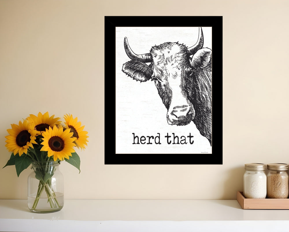 Homeroots Herd Framed Print Wall Art – Rustic Decorative Accent For Modern Farmhouse Bathroom Décor Style Black Wood 530077