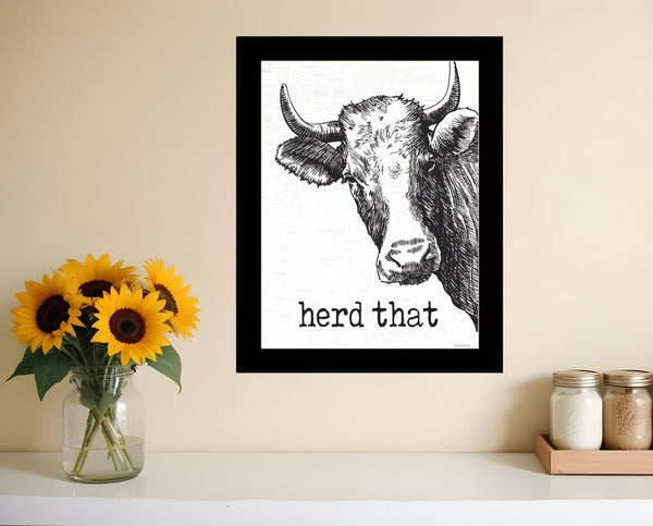 Homeroots Herd Framed Print Wall Art – Rustic Decorative Accent For Modern Farmhouse Bathroom Décor Style Black Wood 530077