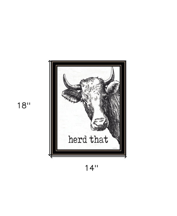 Homeroots Herd Framed Print Wall Art – Rustic Decorative Accent For Modern Farmhouse Bathroom Décor Style Black And Gold Wood 530078