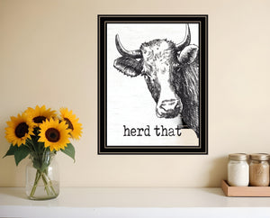 Homeroots Herd Framed Print Wall Art – Rustic Decorative Accent For Modern Farmhouse Bathroom Décor Style Black And Gold Wood 530078