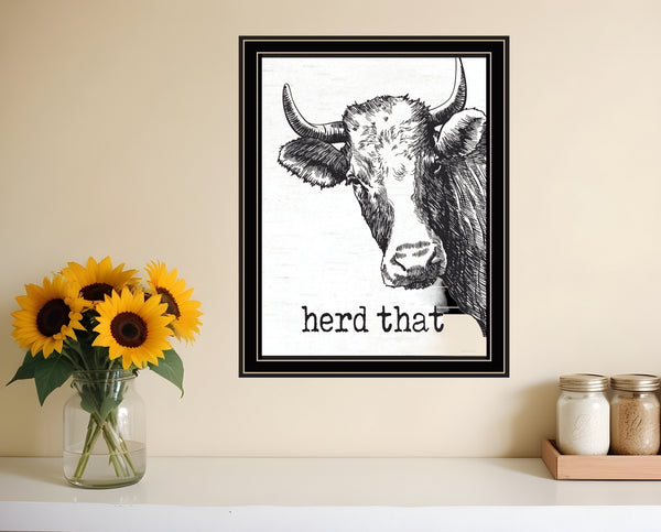 Homeroots Herd Framed Print Wall Art – Rustic Decorative Accent For Modern Farmhouse Bathroom Décor Style Black And Gold Wood 530078
